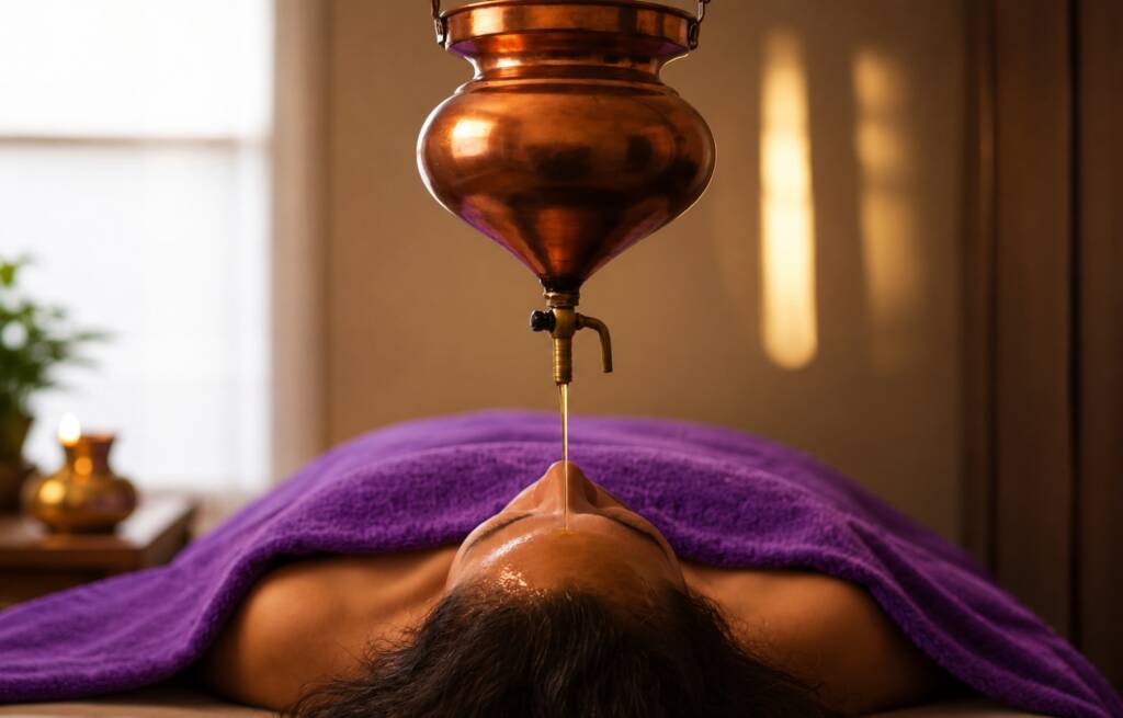 Shirodhara warm oil therapy